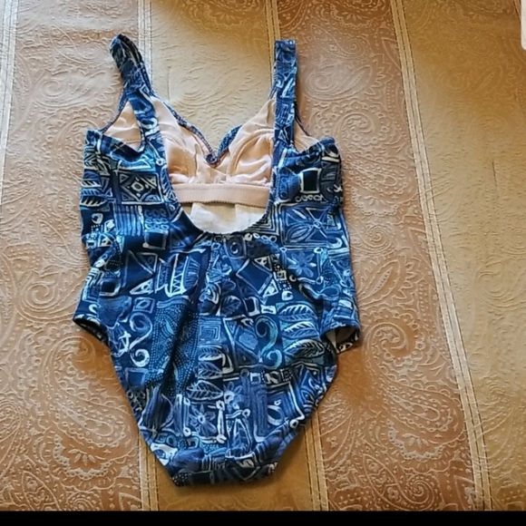 Maternity Swimsuit One Piece Blue Tribal Print ♥ - Picture 5 of 6